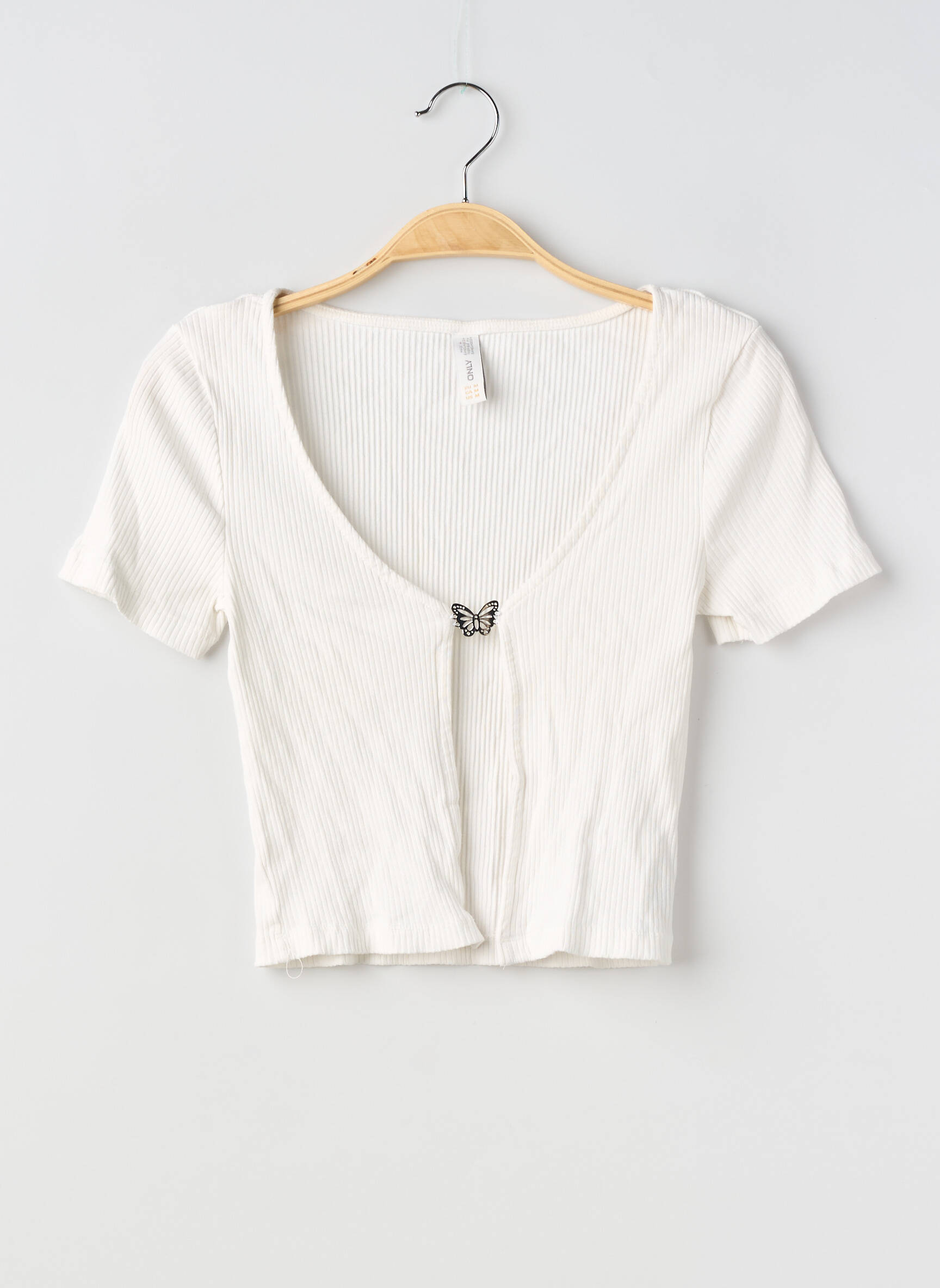 Top stretch manches courtes blanc ONLY femme