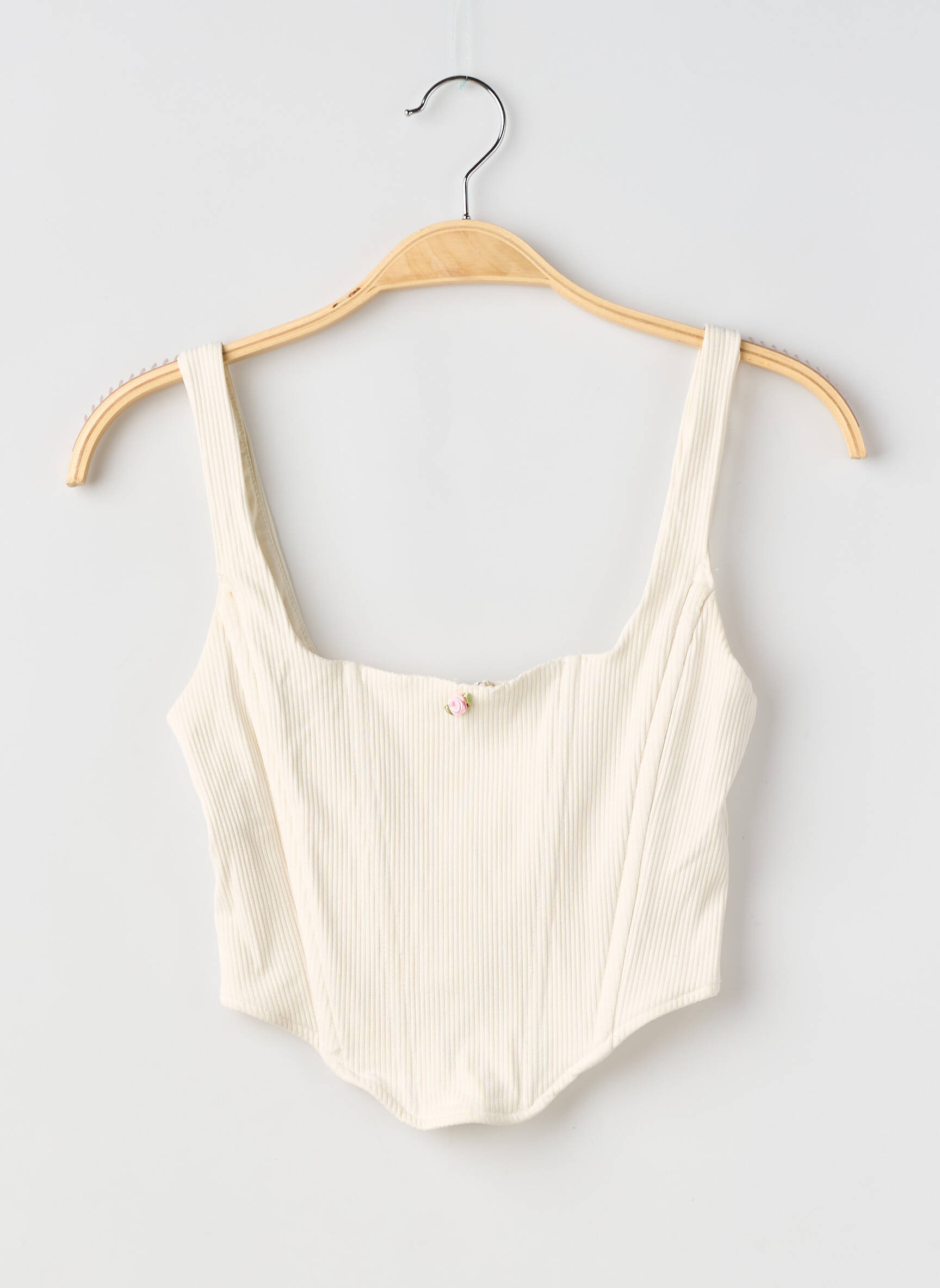 Top col carré fines bretelles beige FOREVER 21 femme