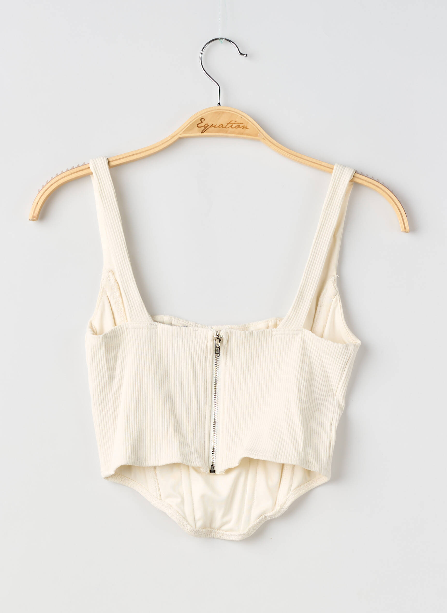 Top col carré fines bretelles beige FOREVER 21 femme