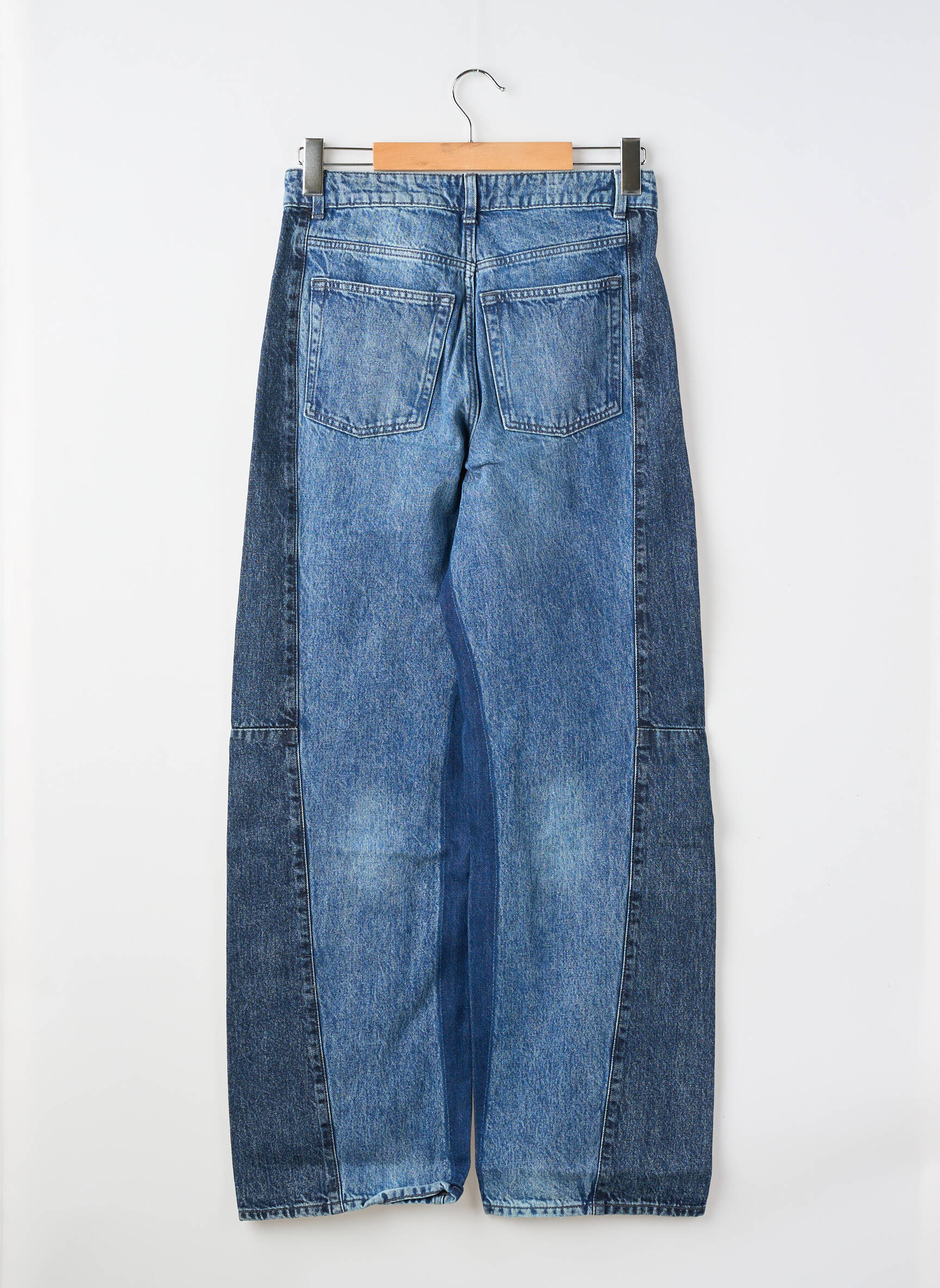 Jeans coupe large  taille haute bleu H&M femme