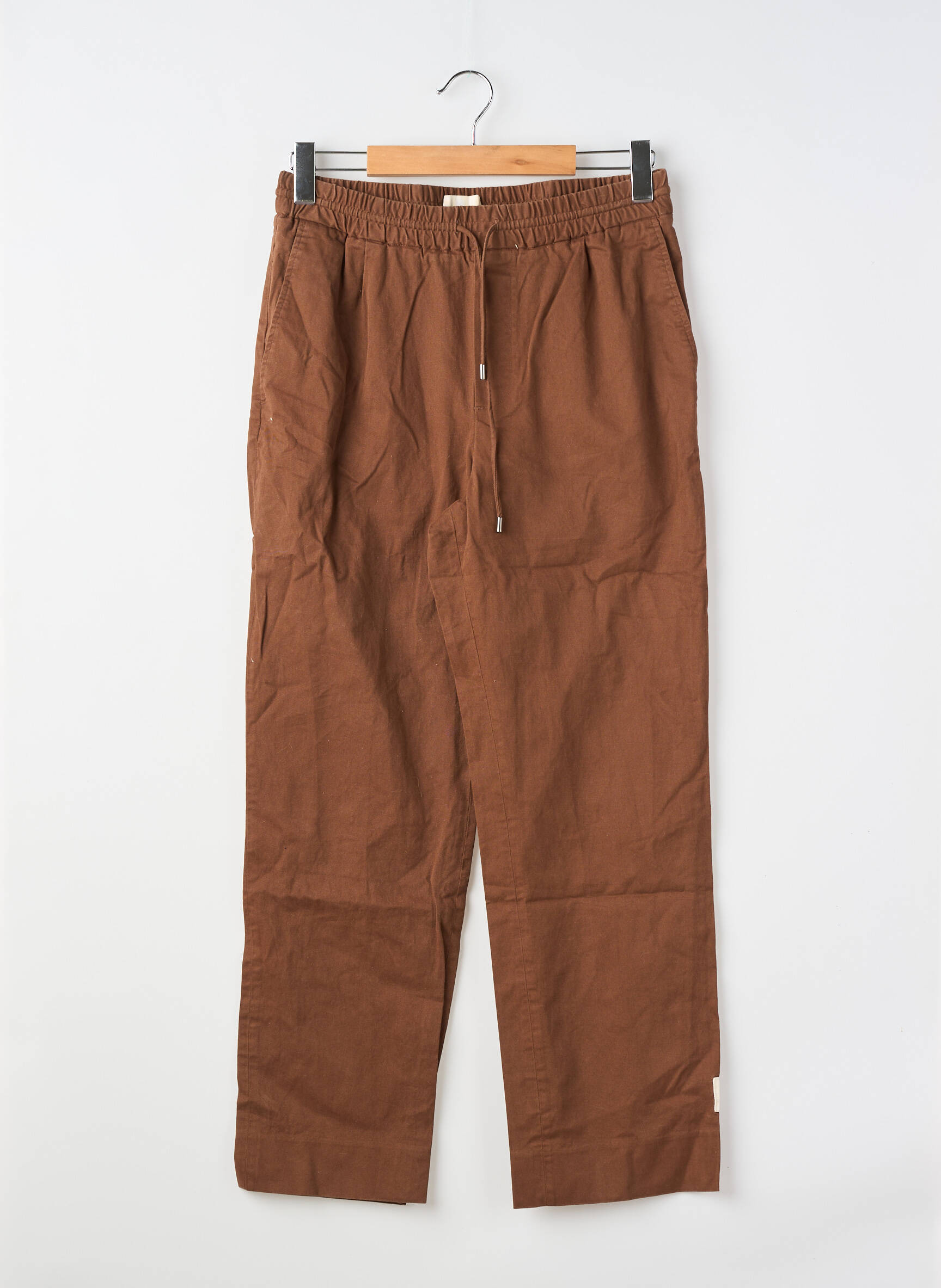 Pantalon droit tissage popeline taille normale marron COMMON femme