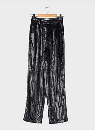 Pantalon droit fermeture zippée sous rabat avec crochet taille normale noir STELLA & SUZIE femme