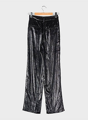 Pantalon droit fermeture zippée sous rabat avec crochet taille normale noir STELLA & SUZIE femme