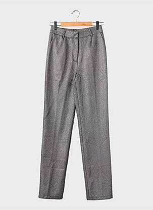 Pantalon droit fermeture zippée sous rabat avec crochet taille normale argent BOOHOO femme