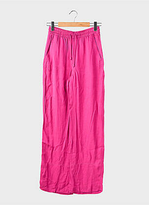 Pantalon large tissage popeline taille normale rose ZARA femme