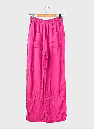 Pantalon large tissage popeline taille normale rose ZARA femme