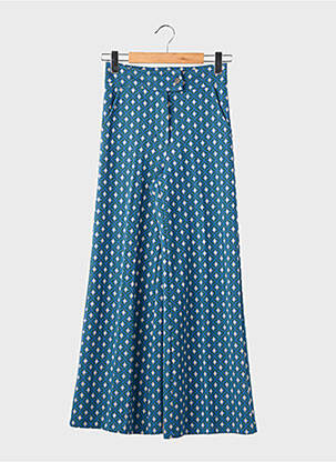 Pantalon large fermeture zippée sous rabat boutonné taille normale bleu STUDIO 66 femme