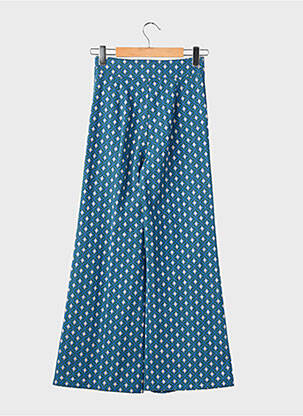 Pantalon large fermeture zippée sous rabat boutonné taille normale bleu STUDIO 66 femme