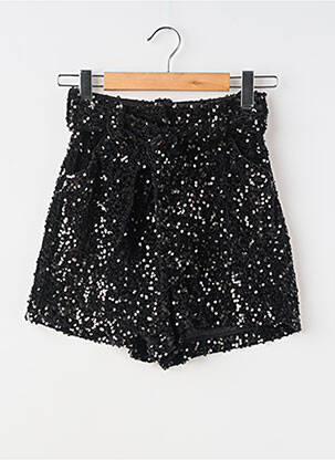 Short fermeture zippée sous rabat avec crochet taille normale noir STELLA & SUZIE femme