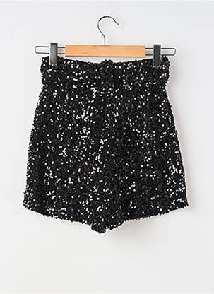Short fermeture zippée sous rabat avec crochet taille normale noir STELLA & SUZIE femme