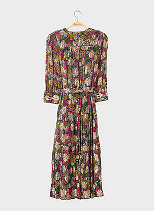 Robe mi-longue imprimé fantaisie manches longues noir BA&SH femme