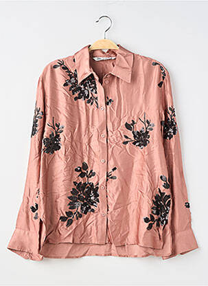 Chemisier coupe droite manches longues rose ZARA femme