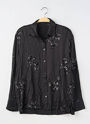 Chemisier coupe droite manches longues noir SANS MARQUE femme