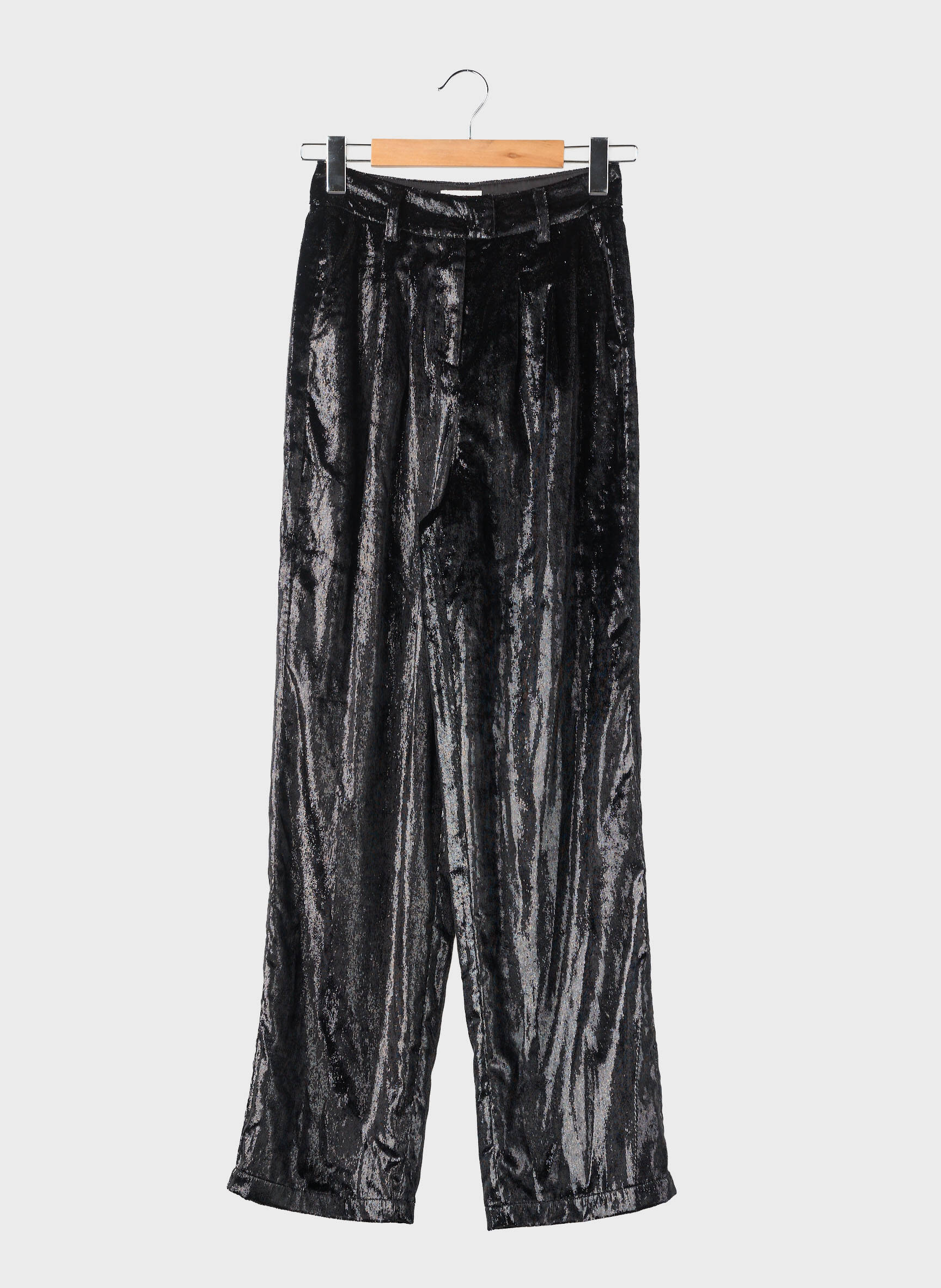 Pantalon droit fermeture zippée sous rabat avec crochet taille normale noir STELLA & SUZIE femme