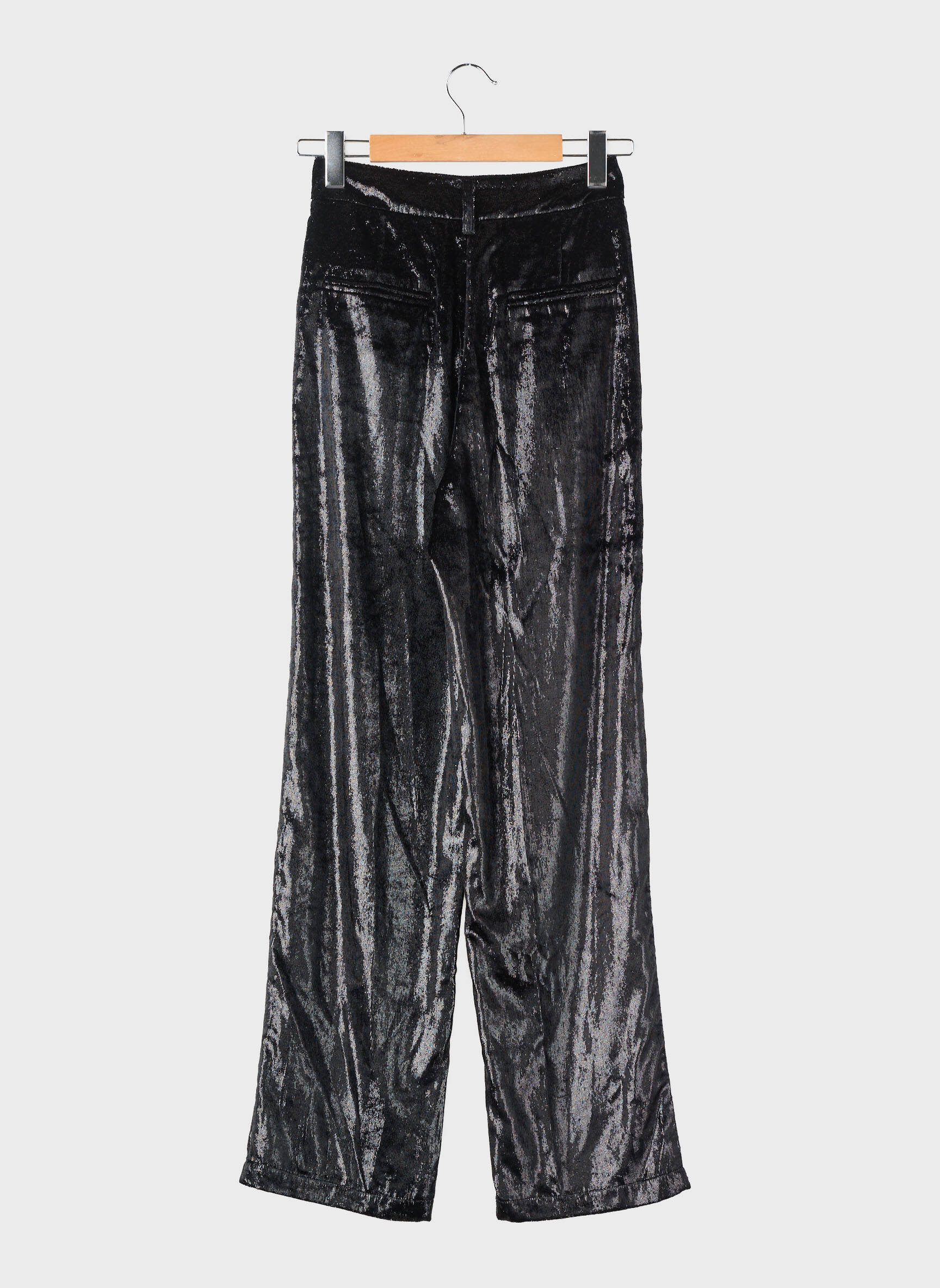 Pantalon droit fermeture zippée sous rabat avec crochet taille normale noir STELLA & SUZIE femme