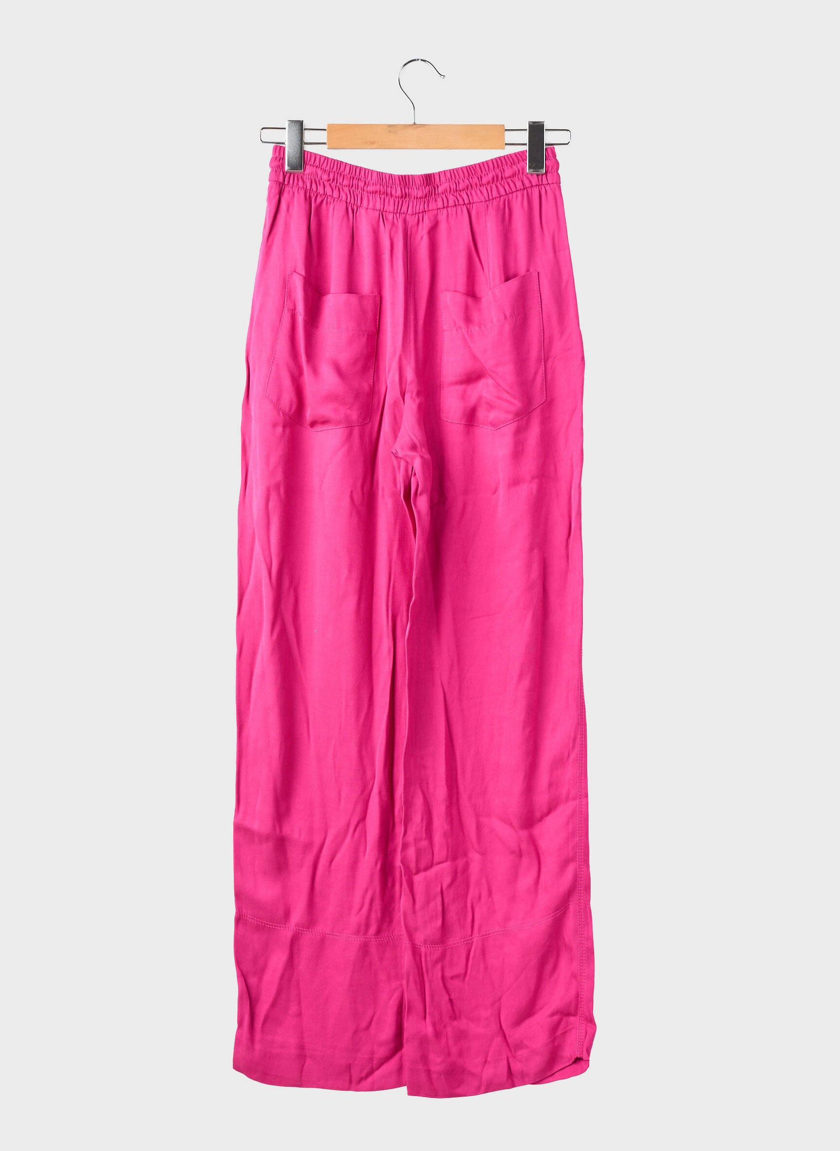 Pantalon large tissage popeline taille normale rose ZARA femme