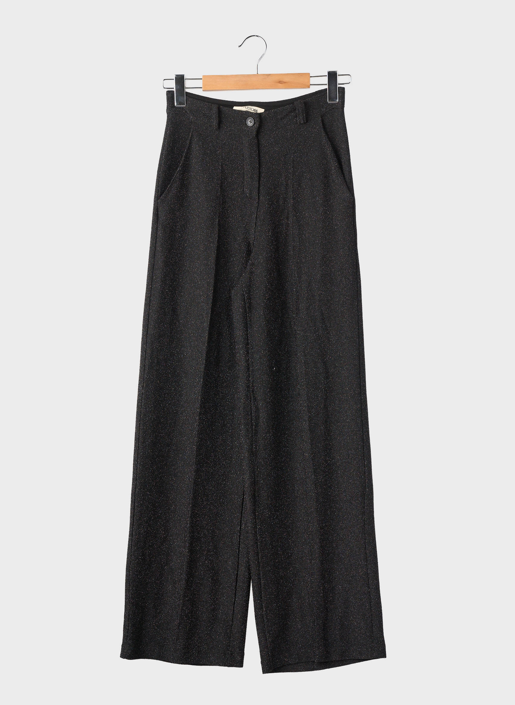 Pantalon large fermeture zippée sous rabat boutonné taille normale noir STUDIO 66 femme