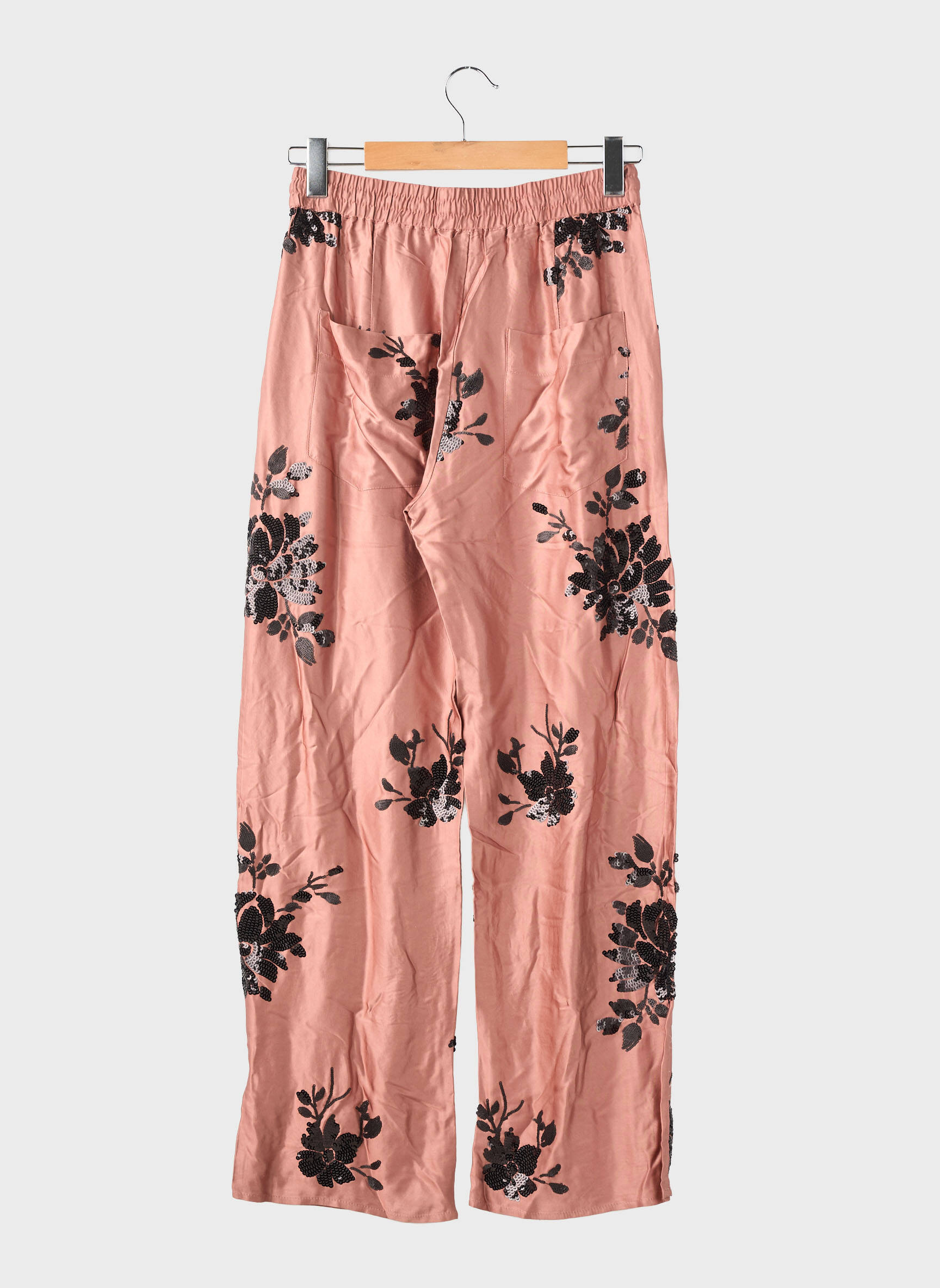 Pantalon large poches taille normale rose ZARA femme