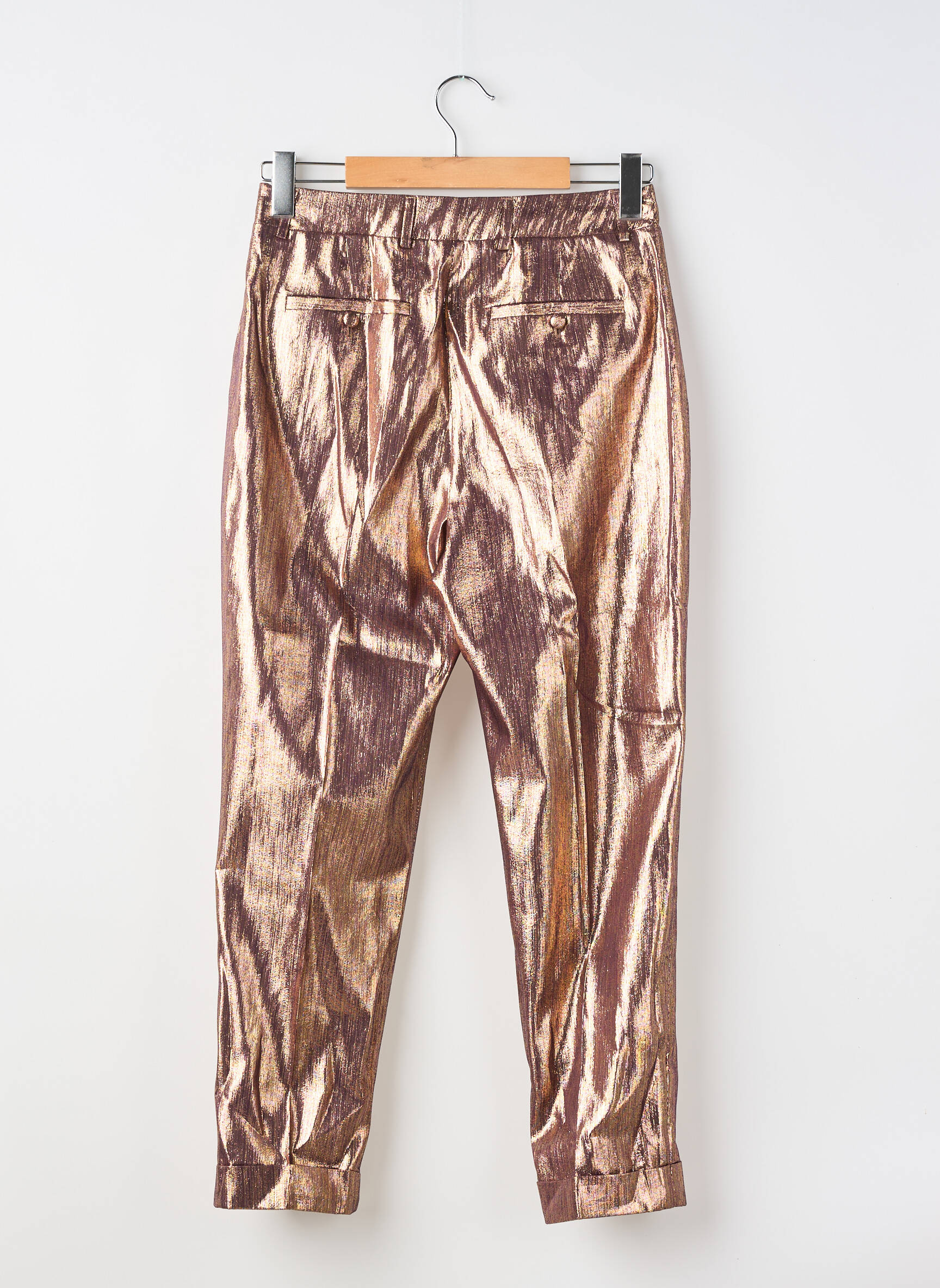 Pantalon droit fermeture zippée sous rabat boutonné taille normale or MES DEMOISELLES...PARIS femme
