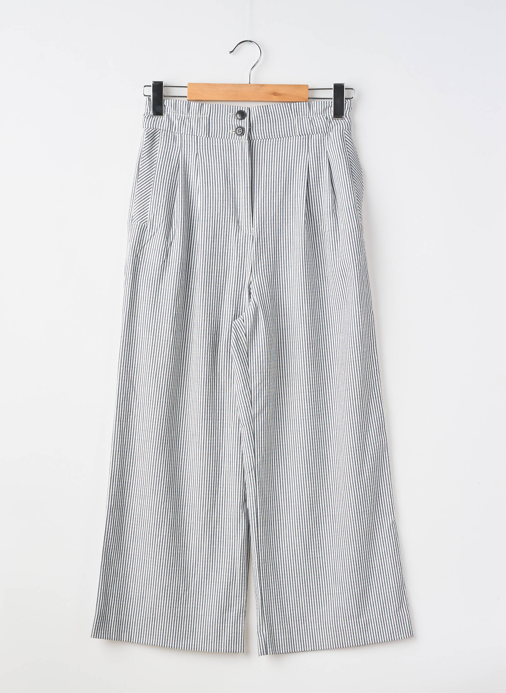 Pantalon large tissage popeline taille normale blanc H&M femme