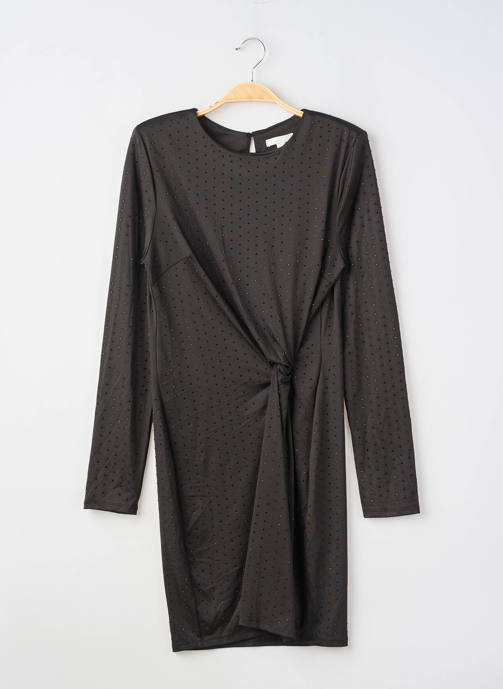 Robe mi-longue manches longues manches longues noir H&M femme