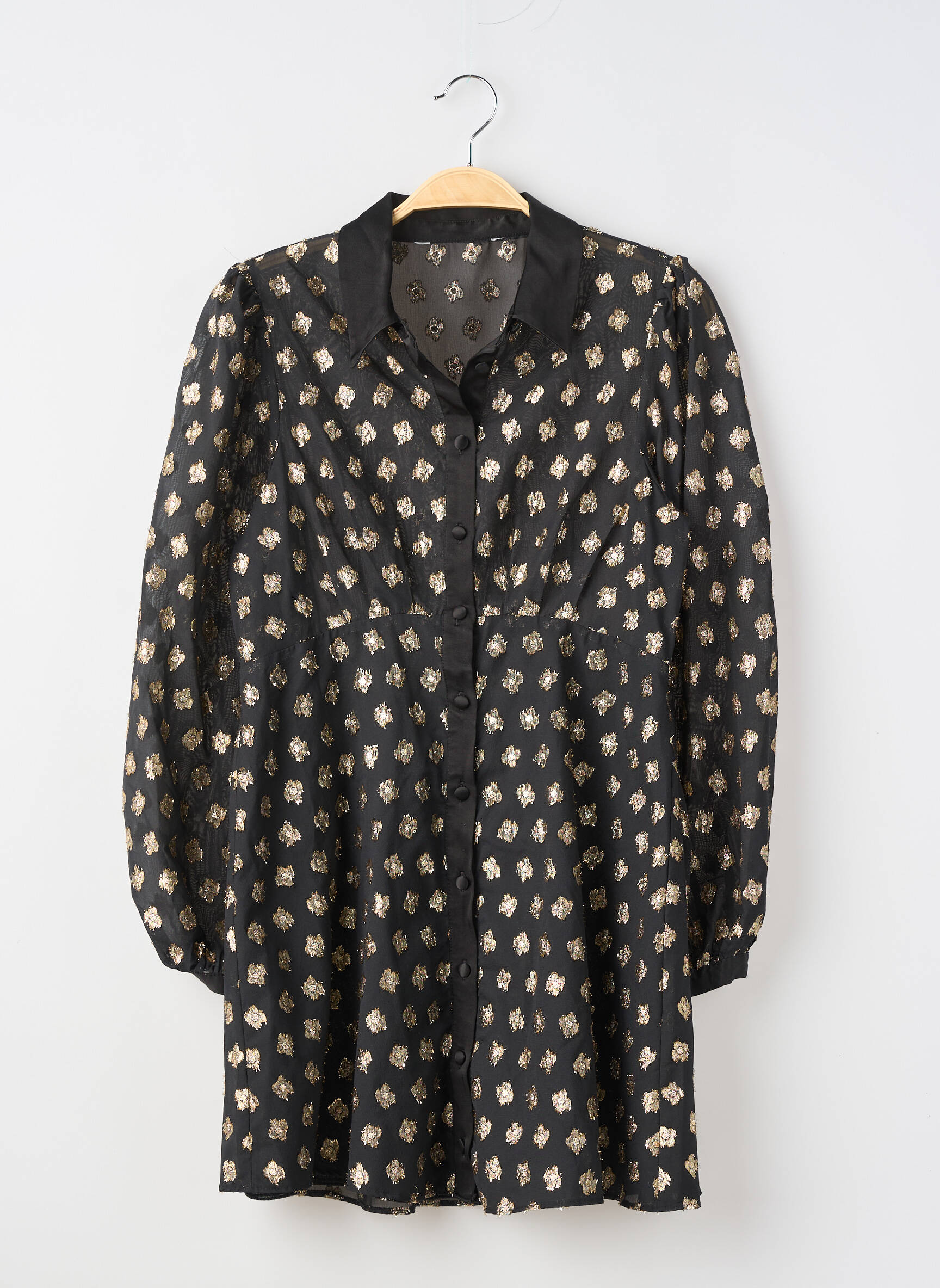 Tunique manches longues légère et transparente noir SANS MARQUE femme