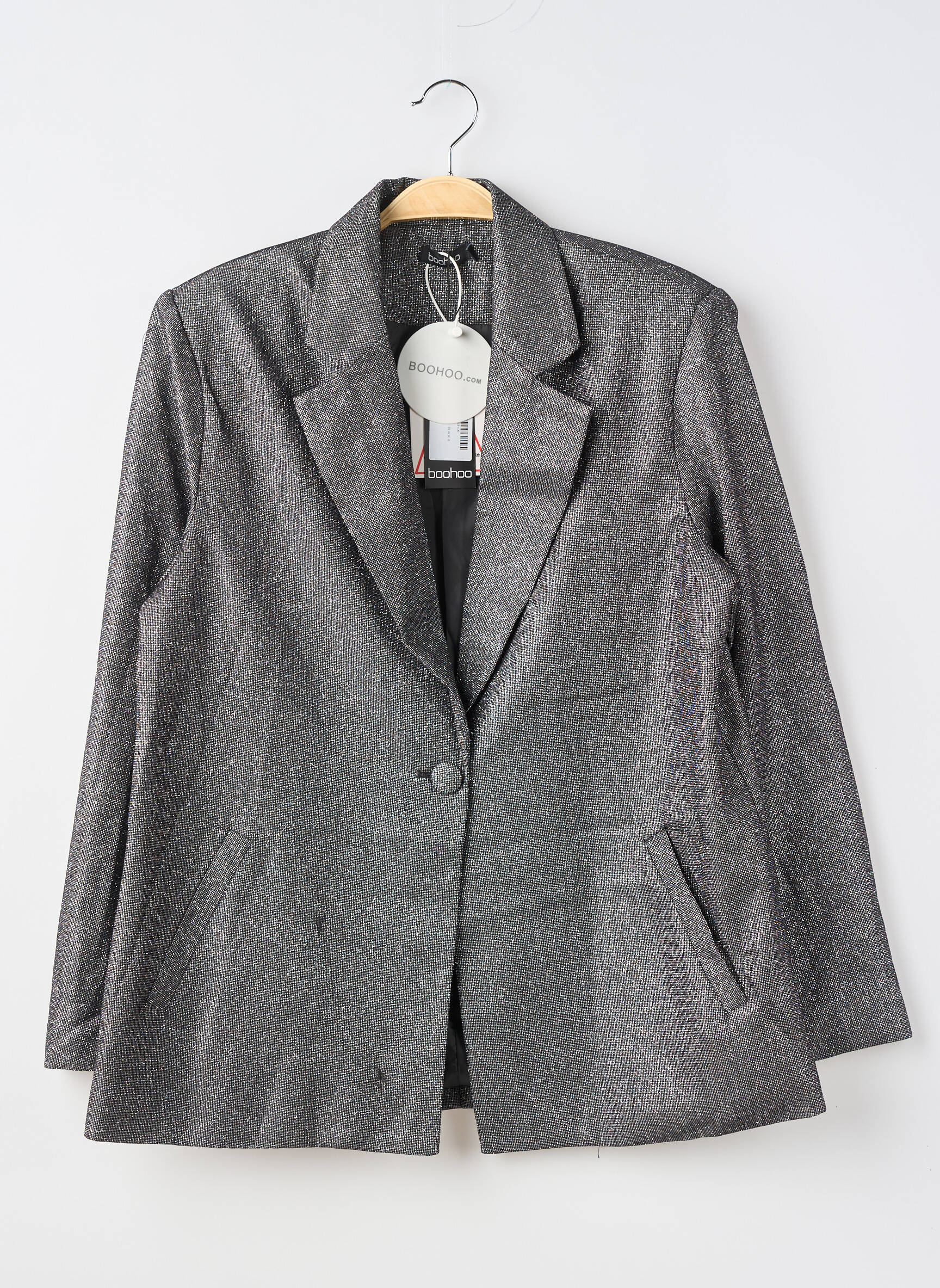 Blazer finition intérieure doublée argent BOOHOO femme