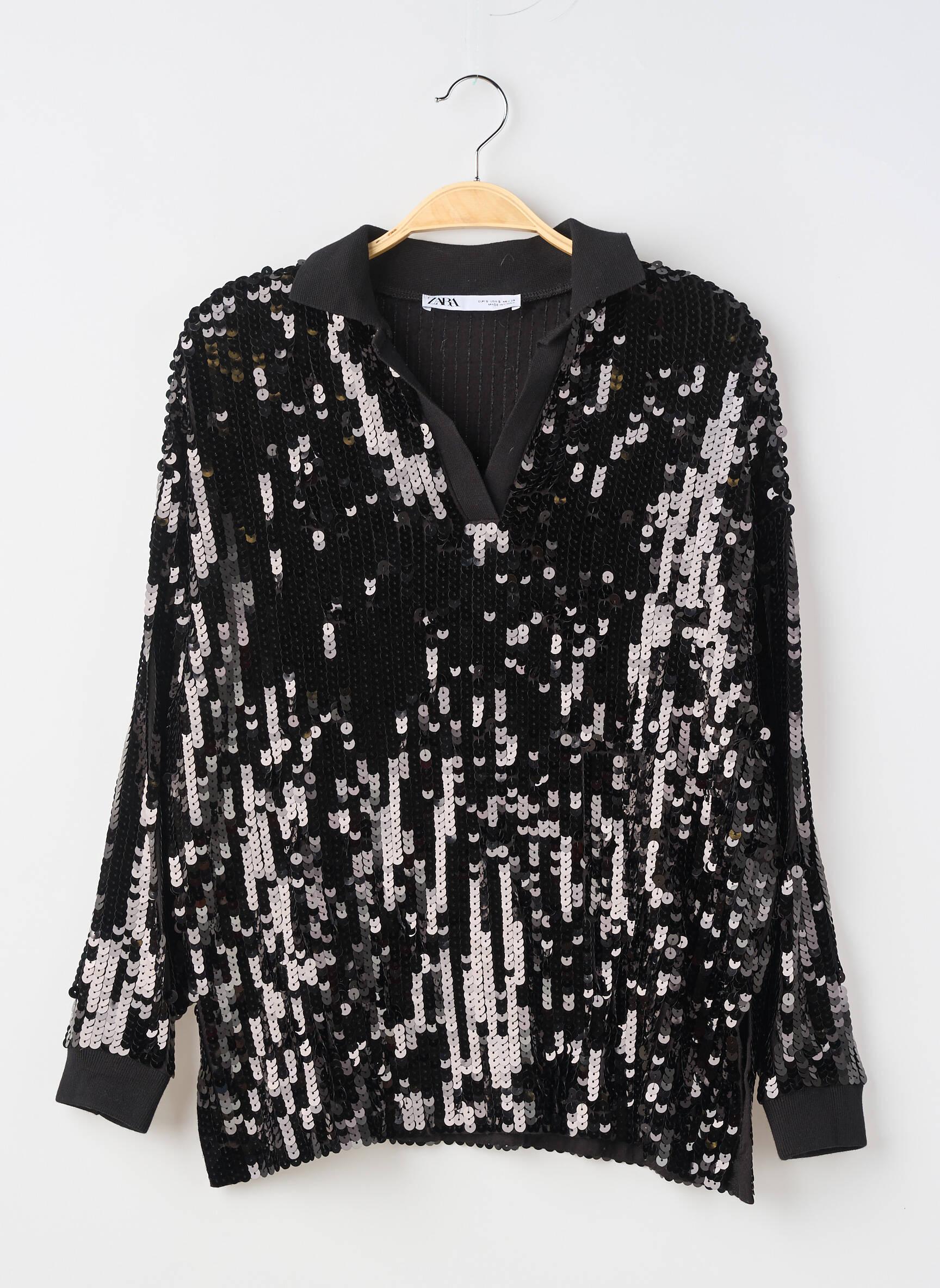 Top stretch manches longues noir ZARA femme