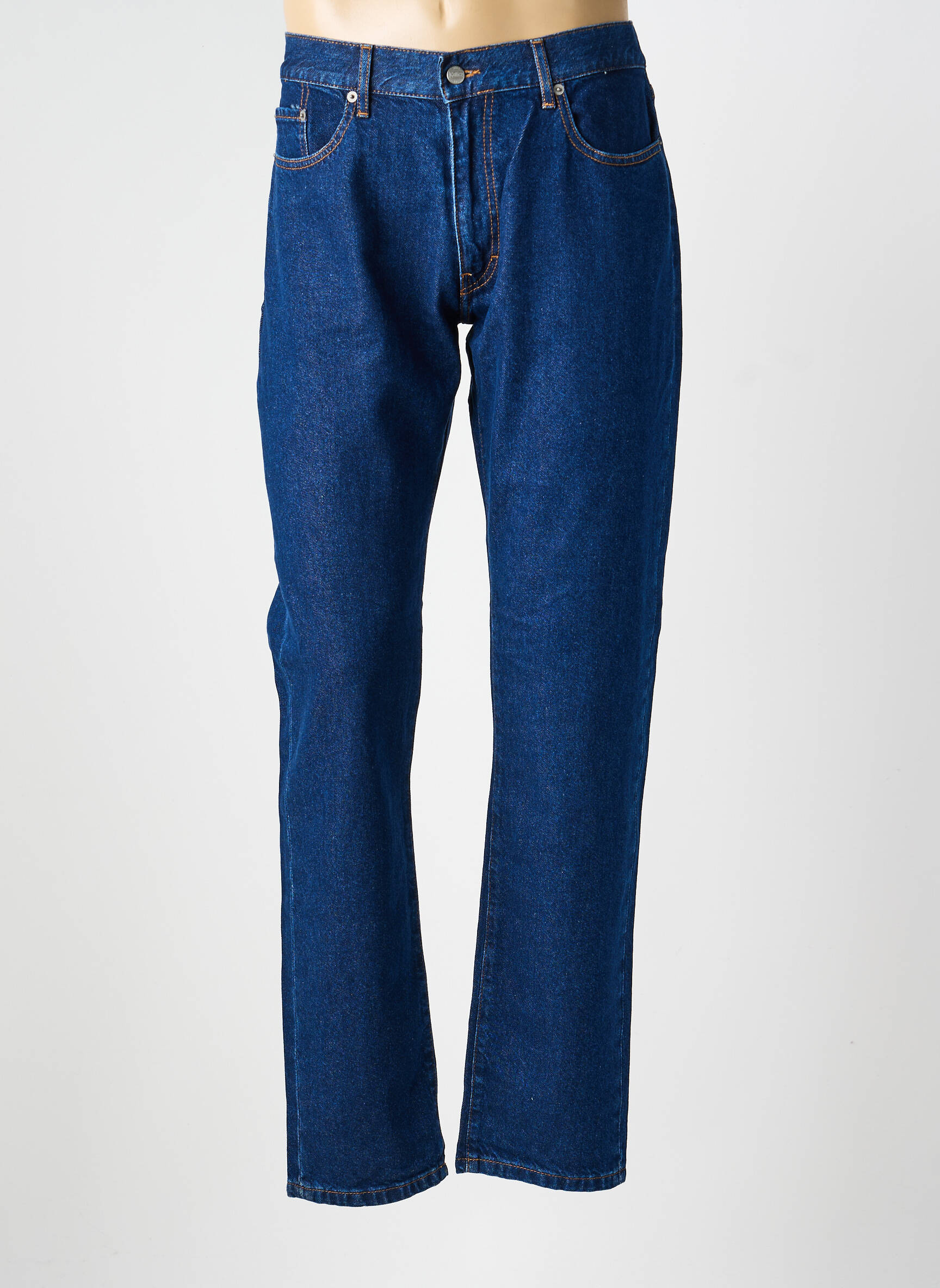 Jeans coupe droite fermeture zippée sous rabat boutonné taille normale bleu GALLICE homme