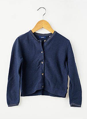 Gilet manches longues coupe droite bleu OKAÏDI fille