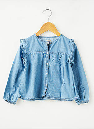 Chemisier tissage popeline manches longues bleu VERTBAUDET fille