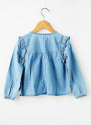 Chemisier tissage popeline manches longues bleu VERTBAUDET fille