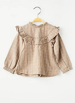 Blouse manches longues manches longues marron SANS MARQUE fille