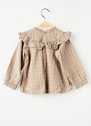 Blouse manches longues manches longues marron SANS MARQUE fille