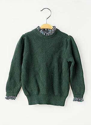 Pull maille tricot manches longues vert MONOPRIX fille