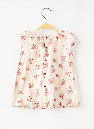 Robe courte imprimé fantaisie manches courtes beige BONPOINT fille
