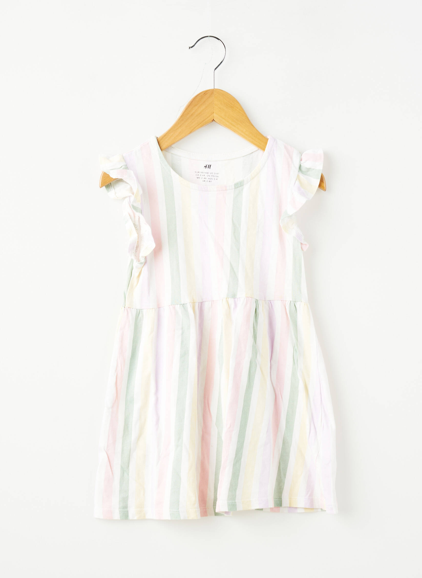 Robe courte maille fine manches courtes blanc H&M fille