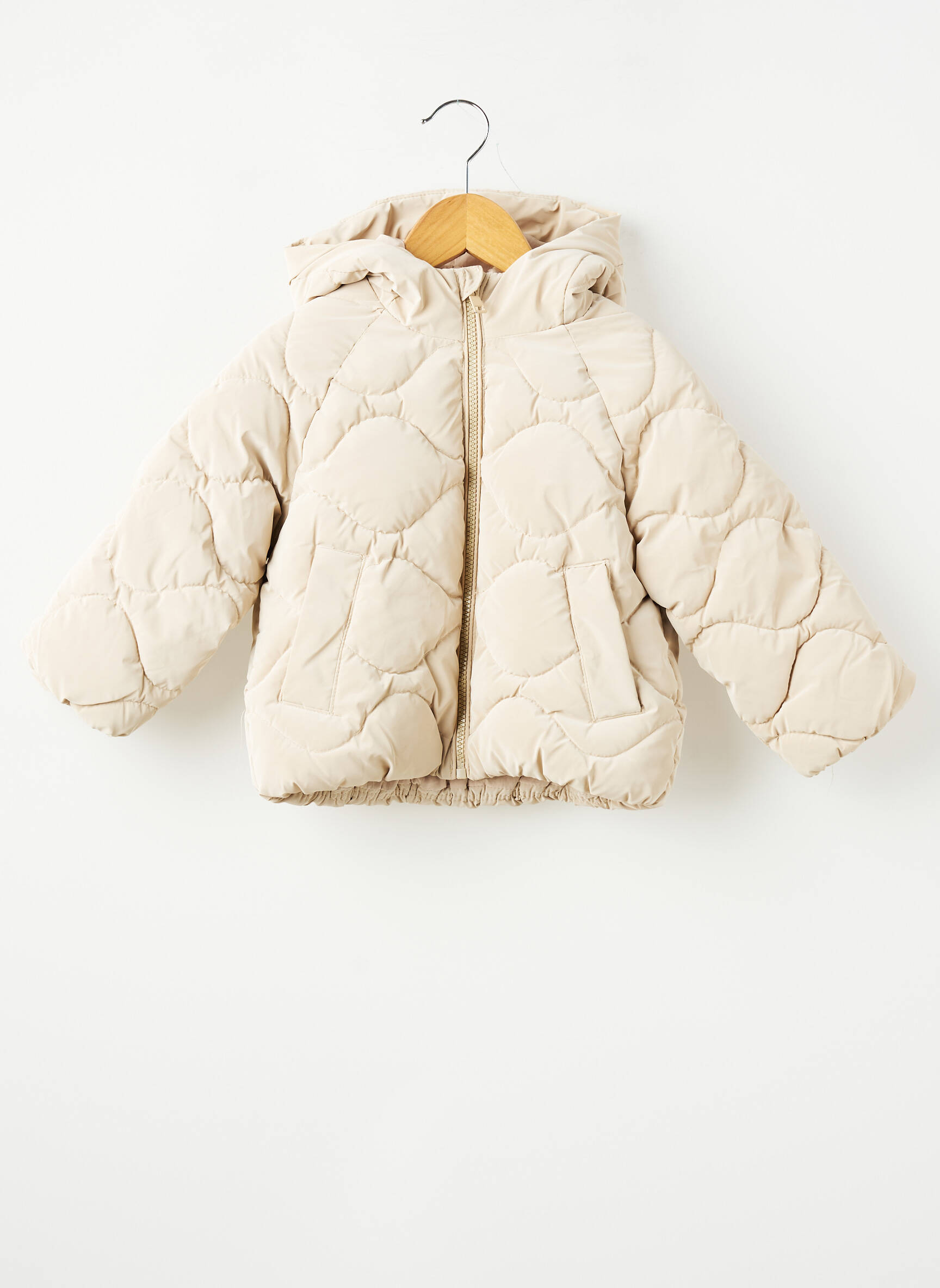 Doudoune manches longues a capuche beige ZARA fille