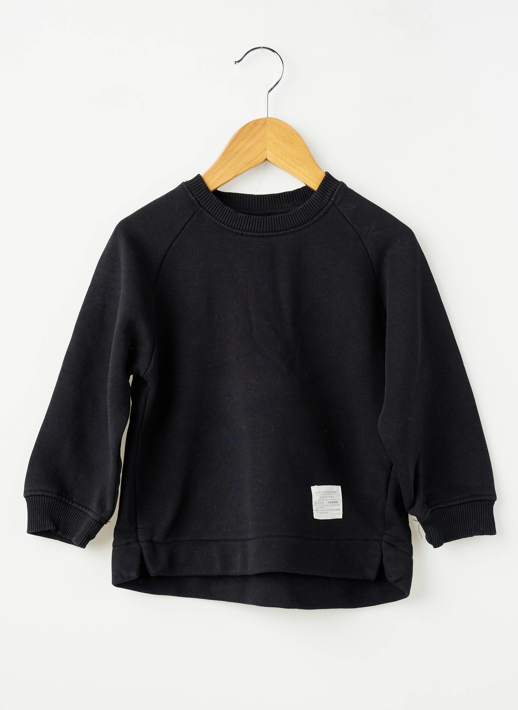 Sweat-shirt manches longues manches longues noir ZARA fille