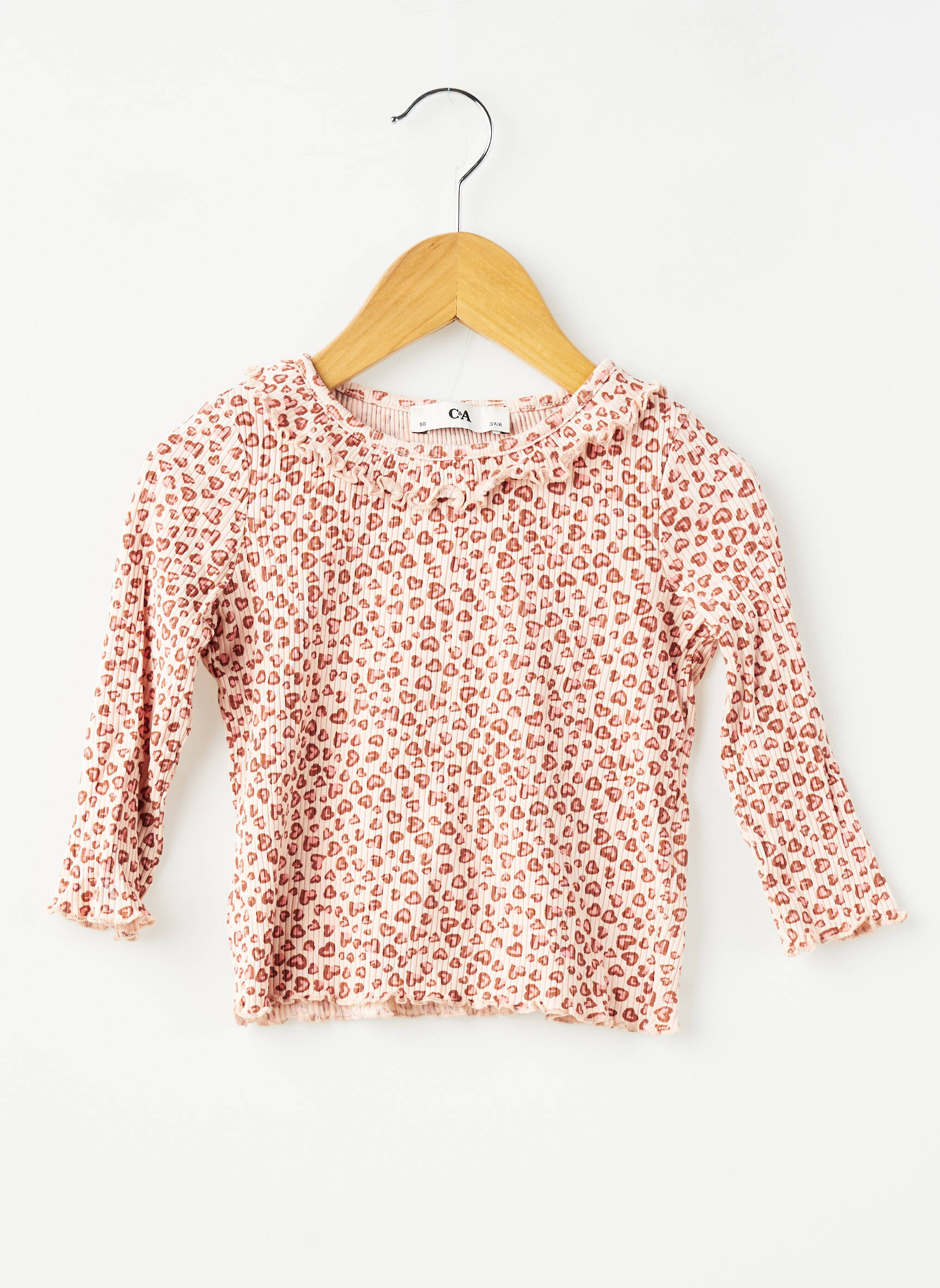 T-shirt coupe cintrée manches longues rose C&A fille