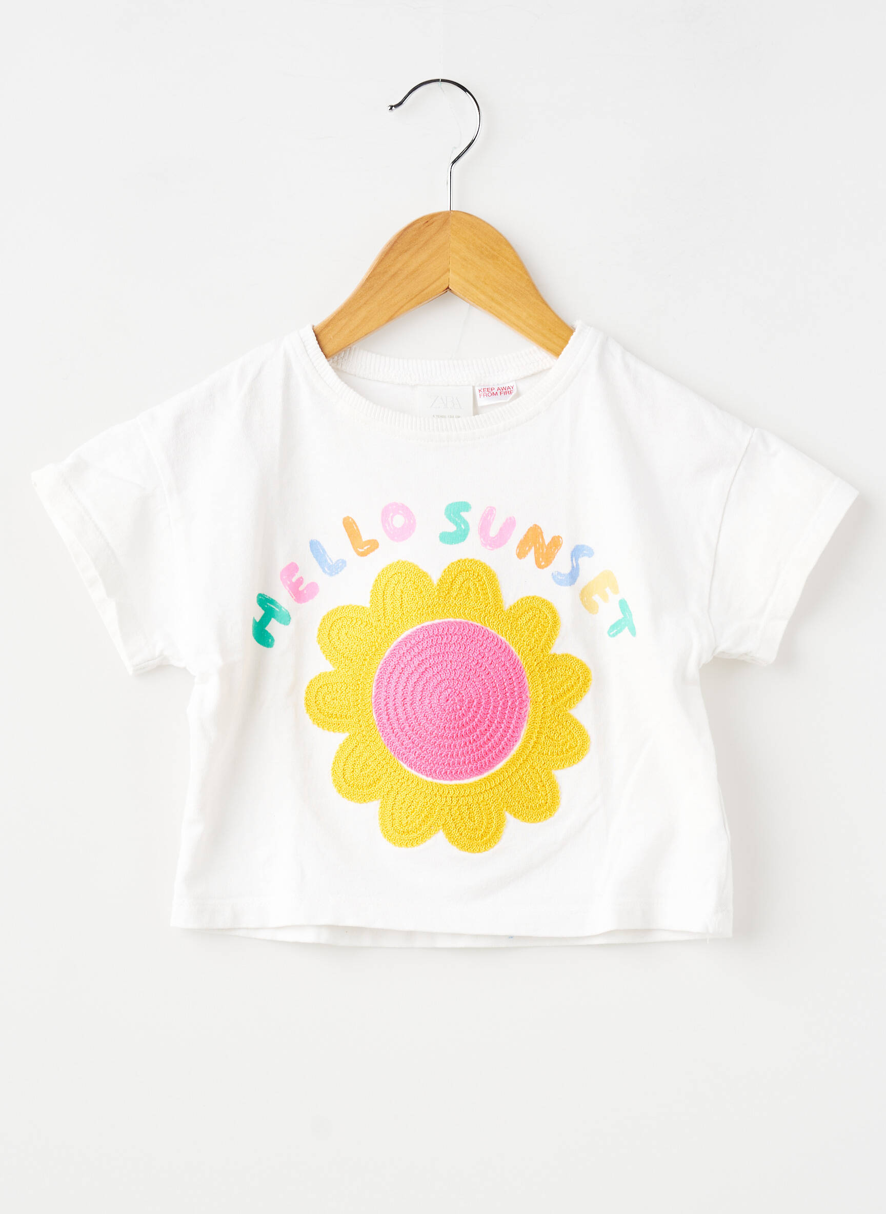 T-shirt coupe droite manches courtes blanc ZARA fille
