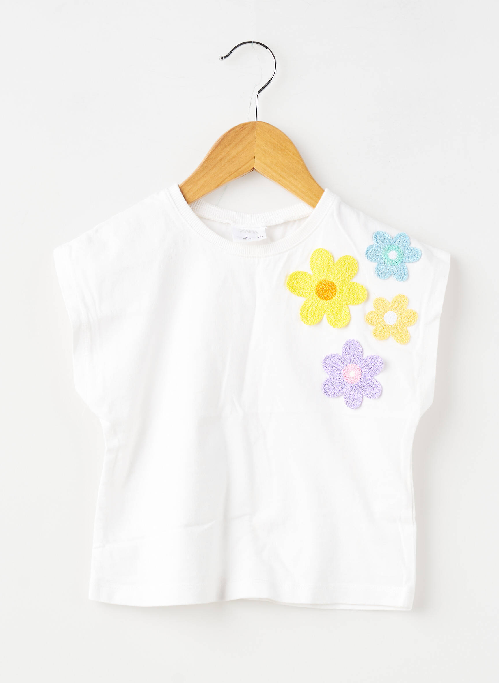 T-shirt coupe droite manches courtes blanc ZARA fille