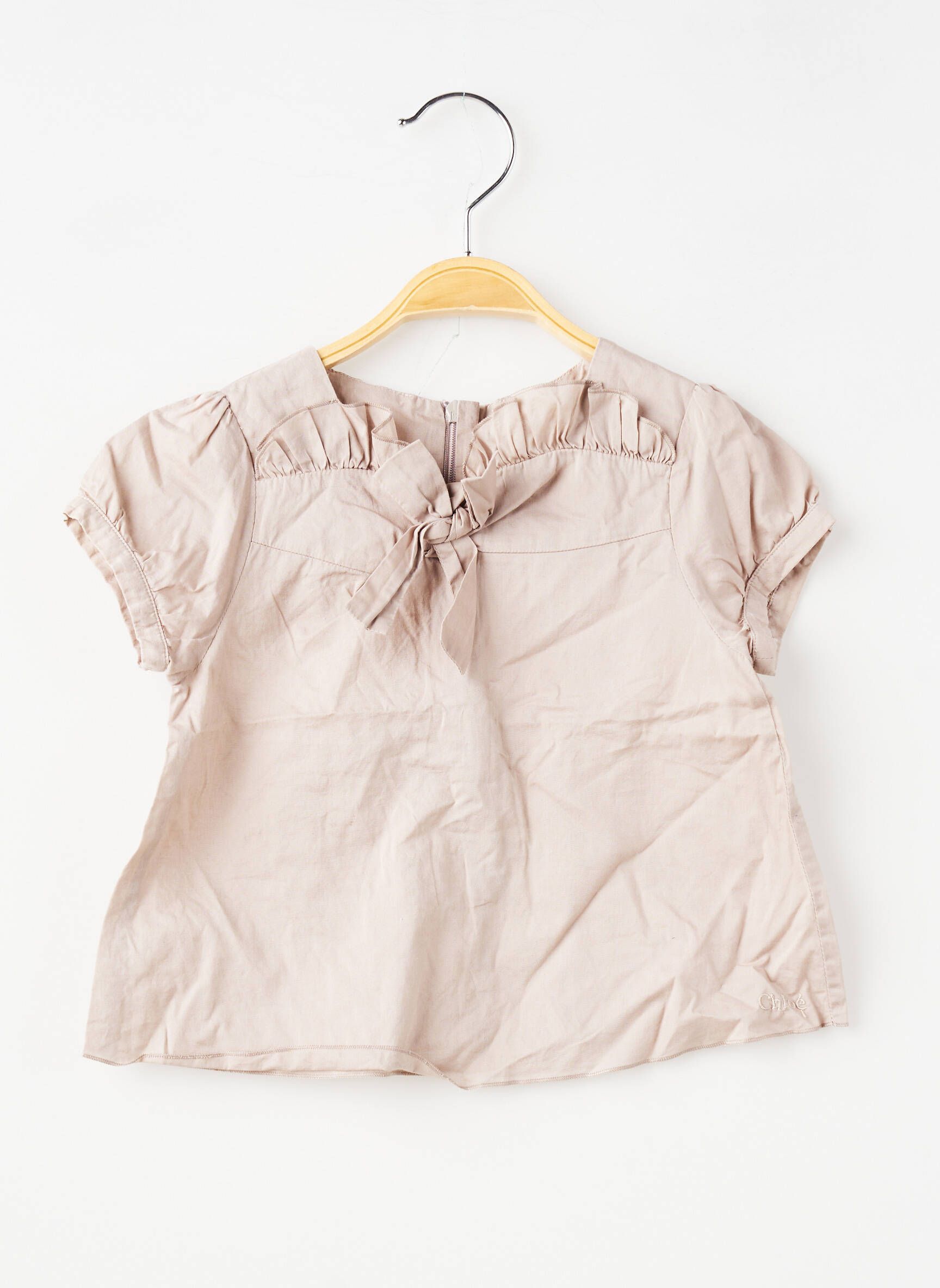 Top coupe droite manches courtes beige CHLOE fille
