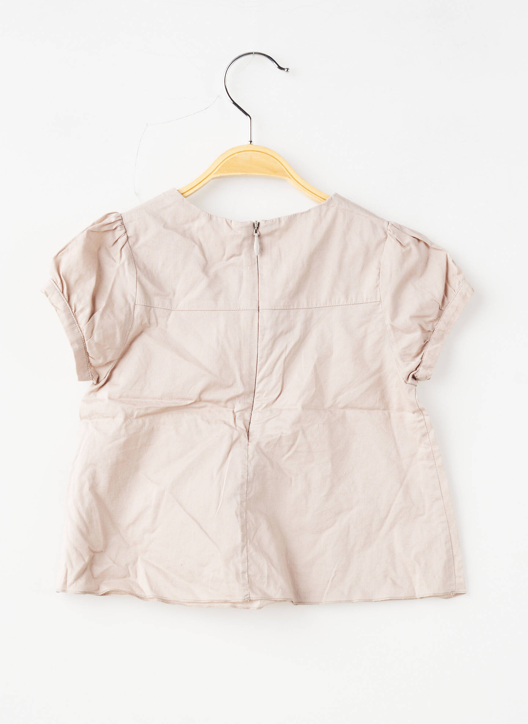 Top coupe droite manches courtes beige CHLOE fille