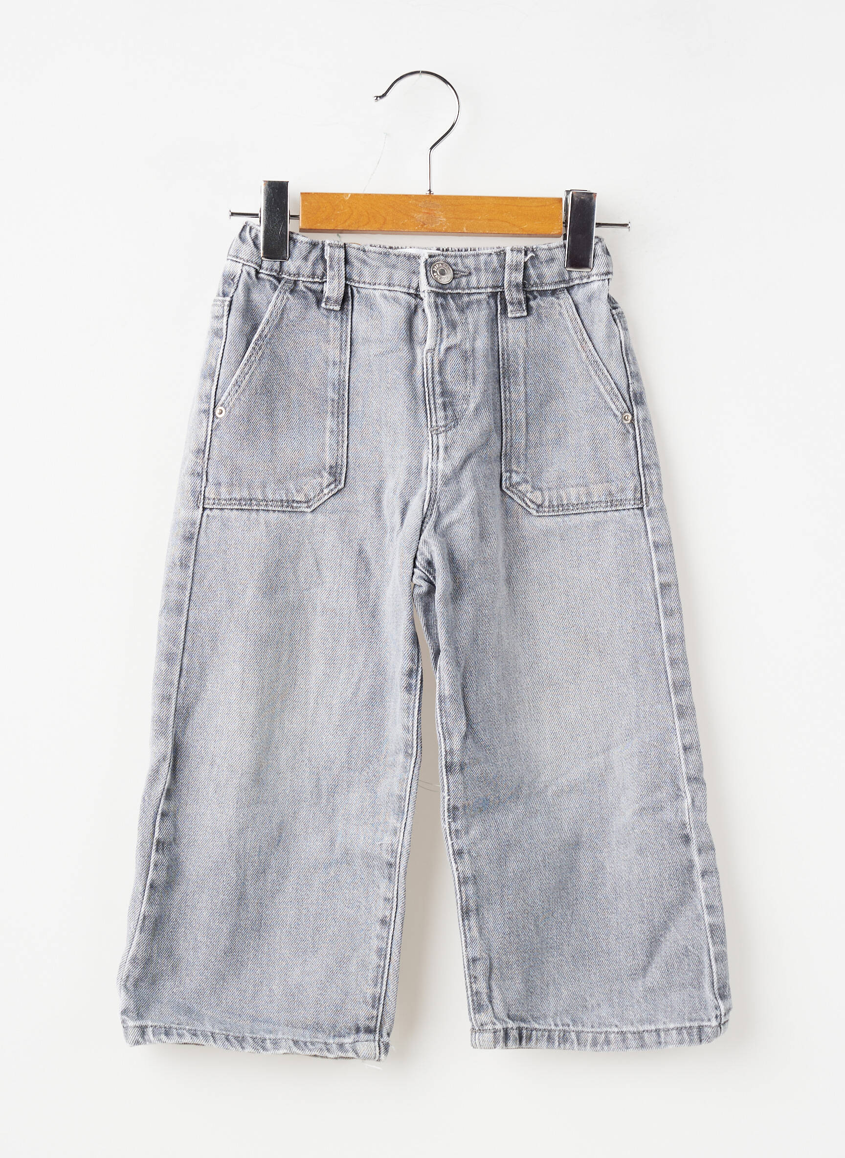 Jeans coupe large poches taille ajustable gris ZARA fille