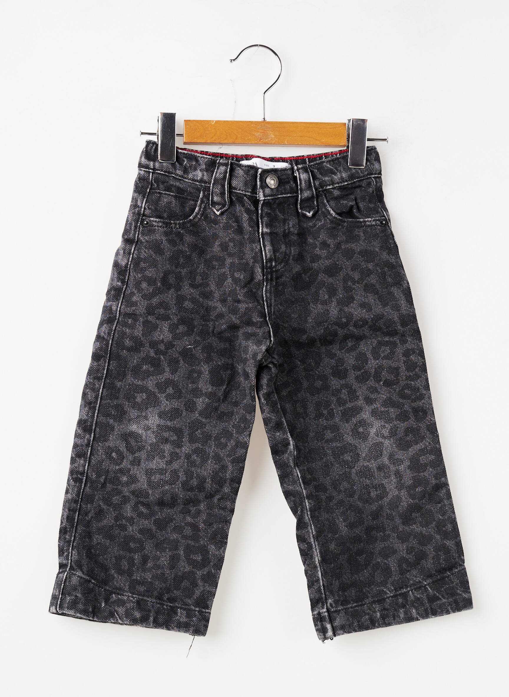 Jeans coupe large taille normale taille ajustable noir ZARA fille