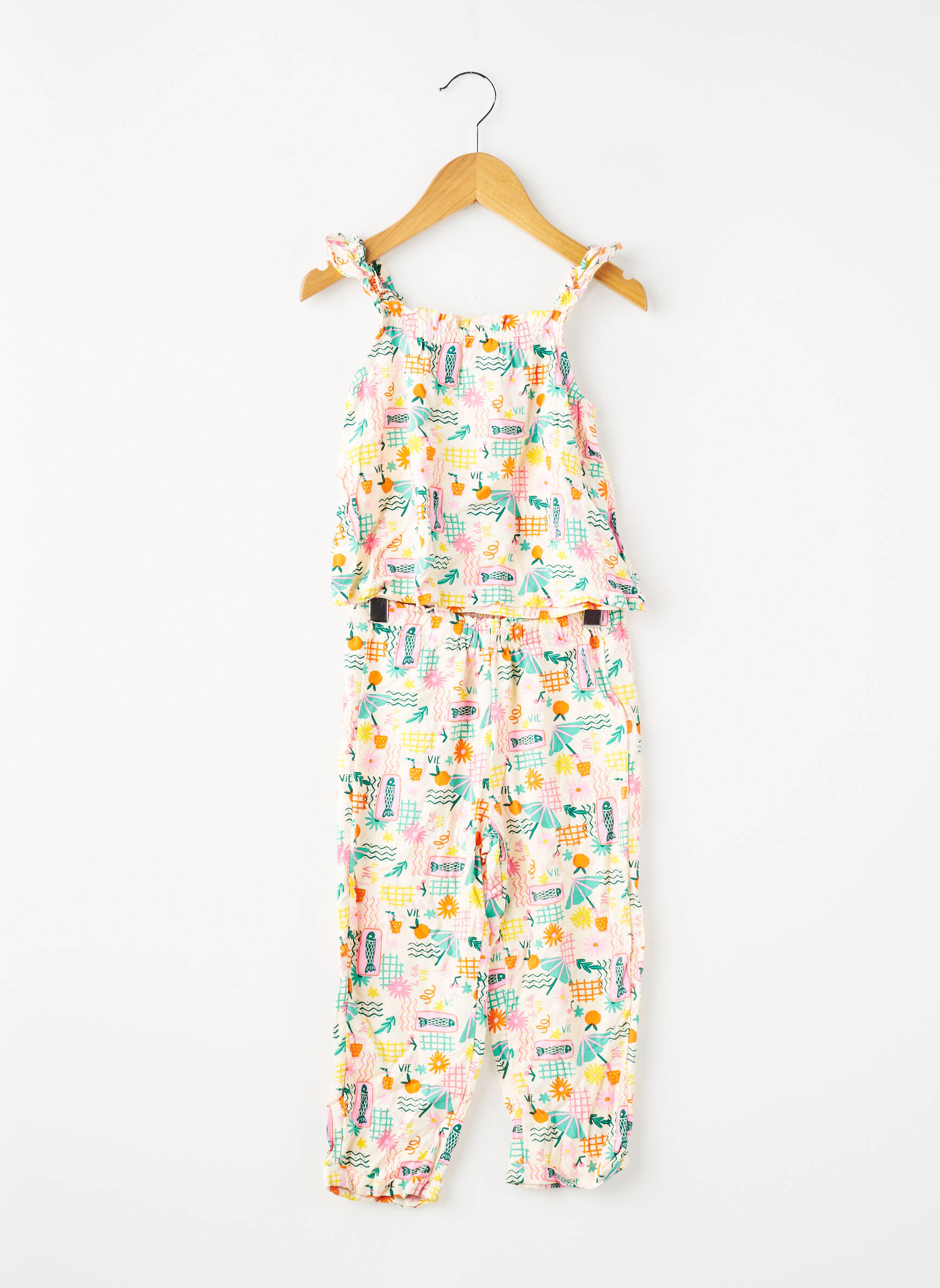 Ensemble pantalon type de haut t-shirt blanc GEMO fille