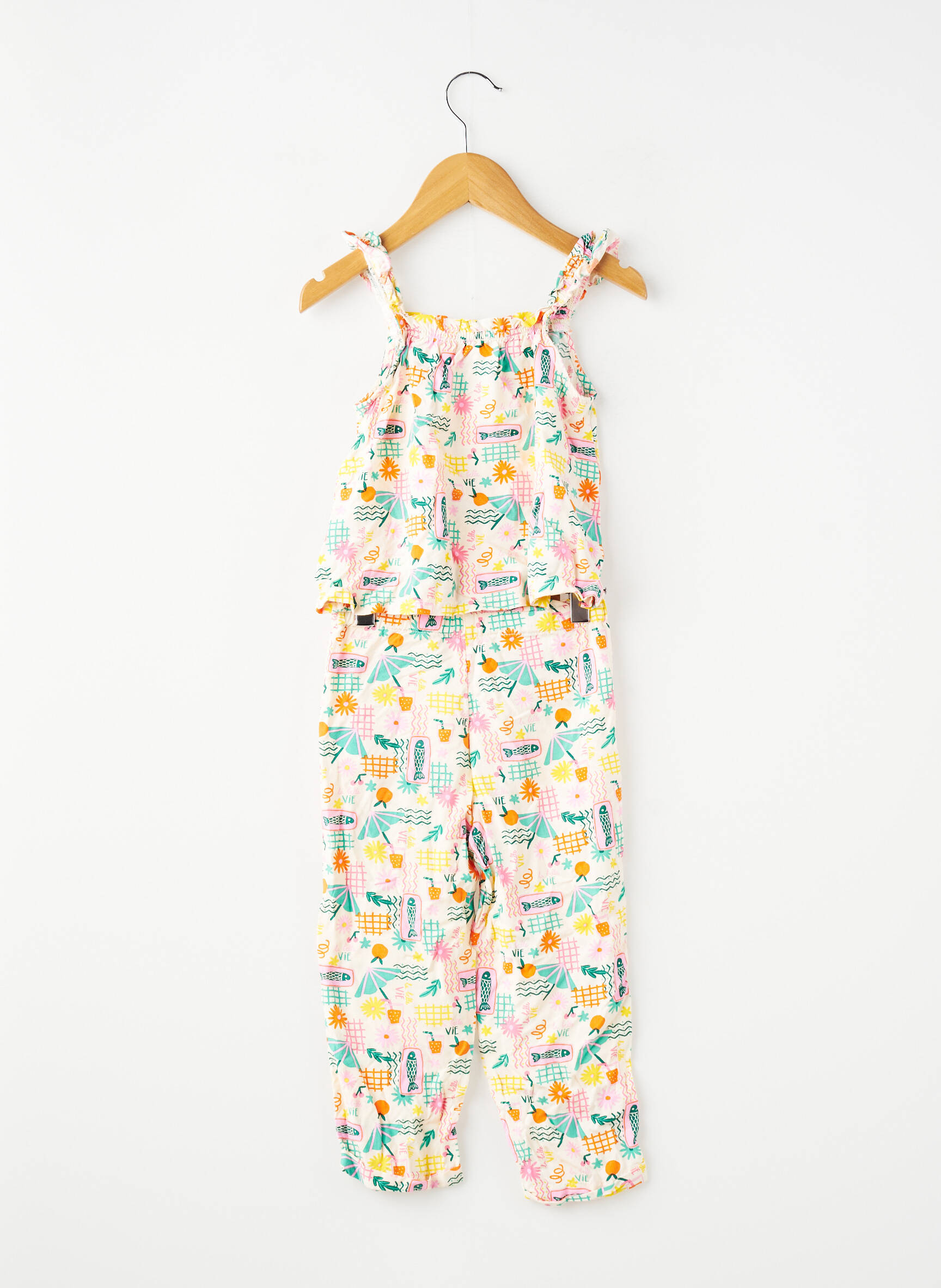 Ensemble pantalon type de haut t-shirt blanc GEMO fille