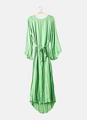 Robe longue tissage crêpe manches 3/4 vert SUNDRESS femme