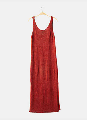 Robe pull col v fines bretelles orange CANDA femme